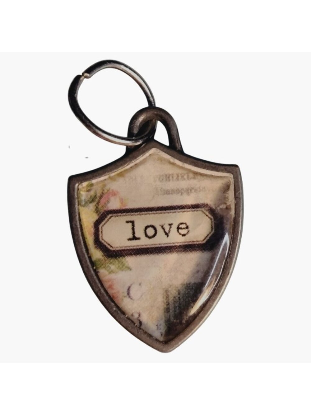 Tim Holtz Shield Love Pendant Charm Valentine Wedding Craft